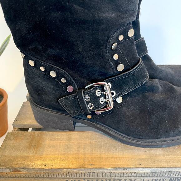 Sam Edelman Deryn Suede Studded Mid Calf Boots In Black Size 8 New - Picture 5 of 10